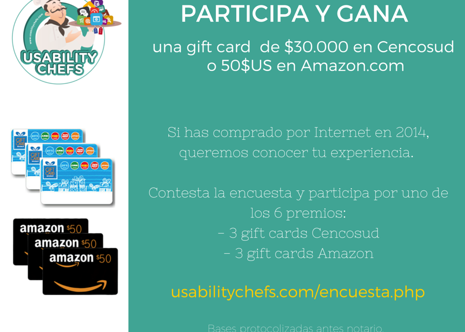 Contesta la encuesta y participa por una una gift card en Cencosud o Amazon